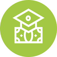 Money and diploma icon